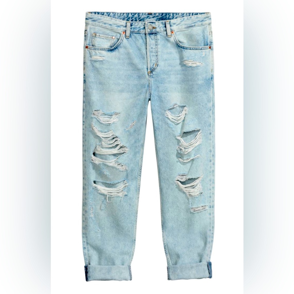 H&M Boyfriend Low Ripped Jeans Size 2